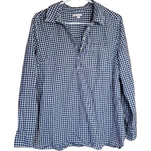 Gap Maternity Navy Gingham Boyfriend Shirt